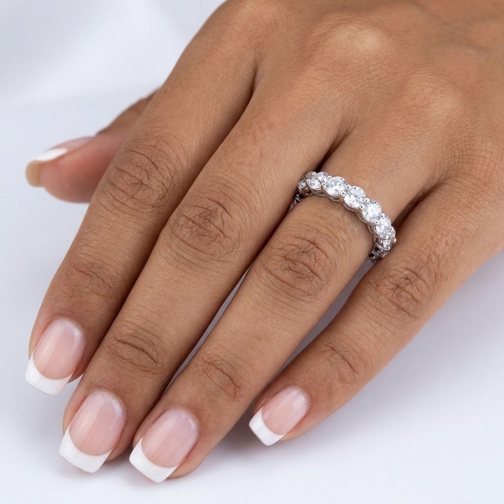 Classic Eternity Wedding Ring Platinum 2.50 Carat Round Lab-Grown Diamond D VVS1
