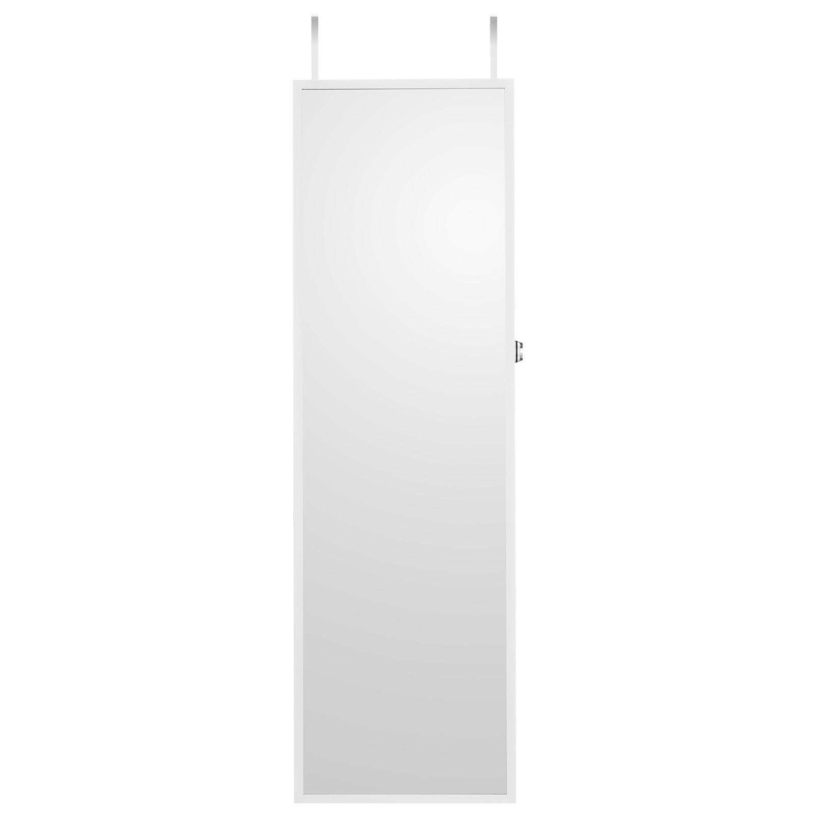 Uimoso Mirror Jewelry Cabinet47.05in Lockable Wall or Door Mounted Armoire White
