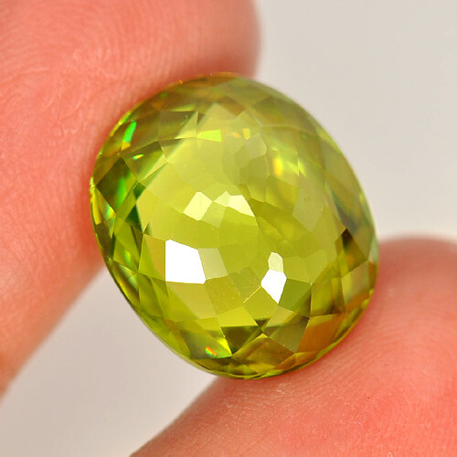 Multi Color Sphene 8.86 Ct. VVS Oval 15.2 x 13.1 Mm. Natural Unheated Gemstone