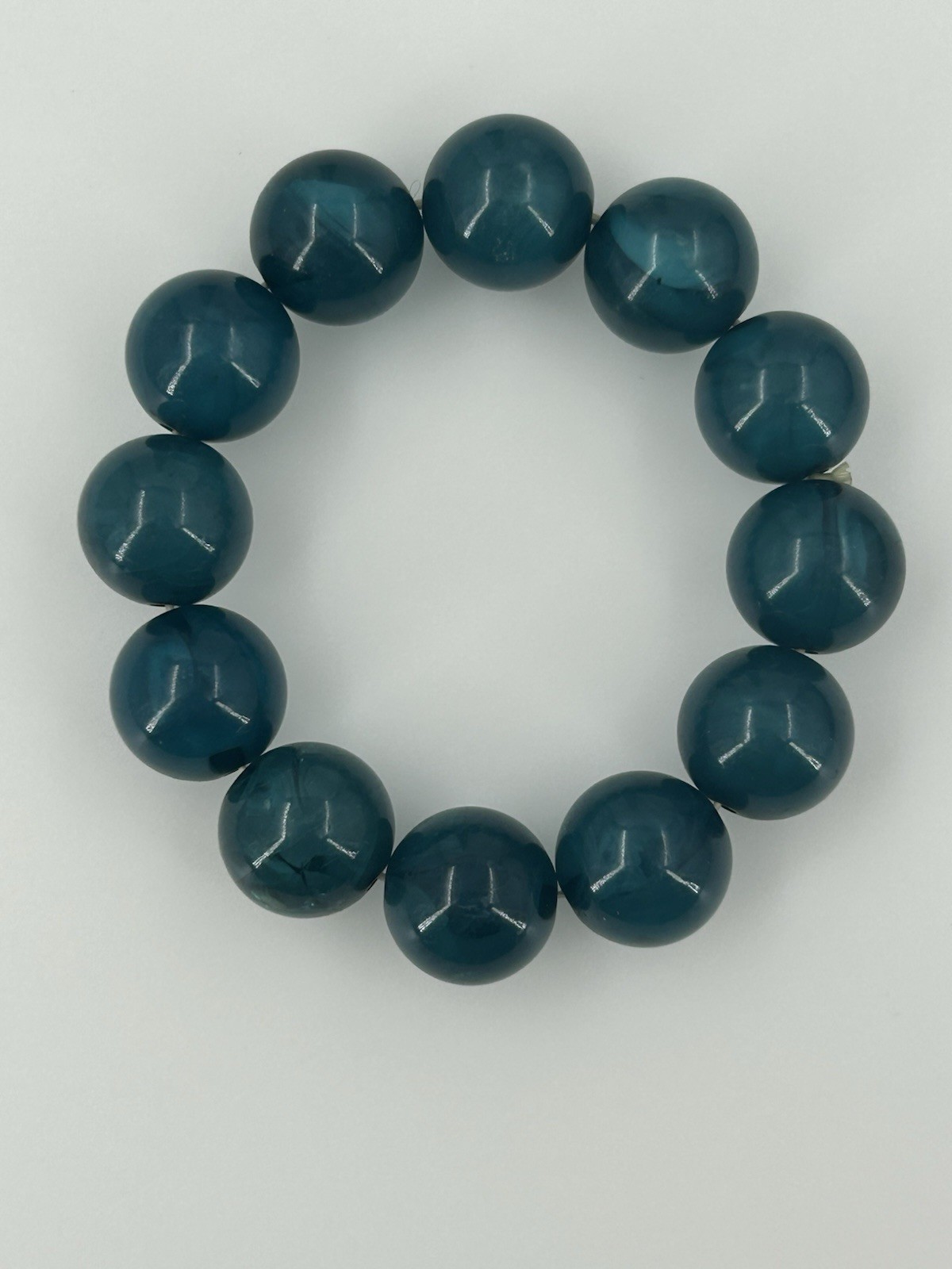 Vintage Dark Blue Green Swirl Acrylic Stretch Bracelet