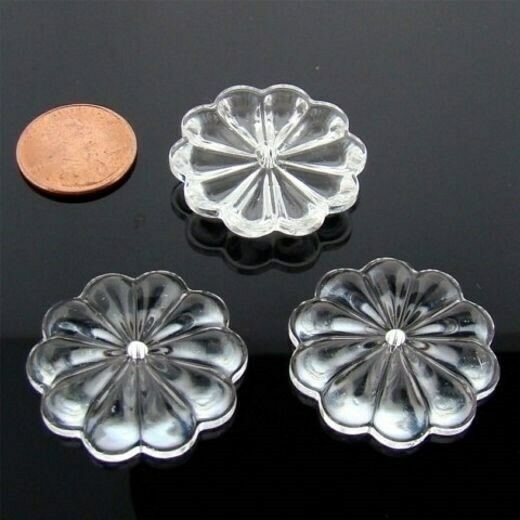 2 SWAROVSKI ARTICLE 8071 CRYSTAL RAISED FLOWER 30mm. HOLED BEADS V885