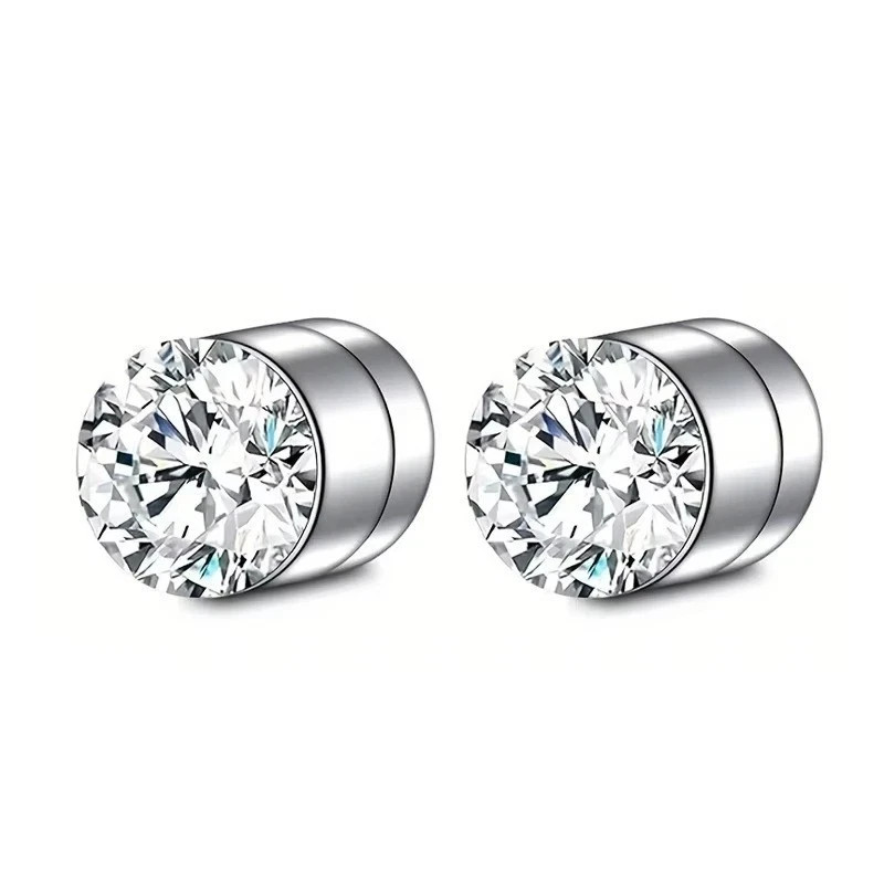 Steel Magnetic Stud Earrings 6MM For Women Men Non-Piercing Clip On Stainless