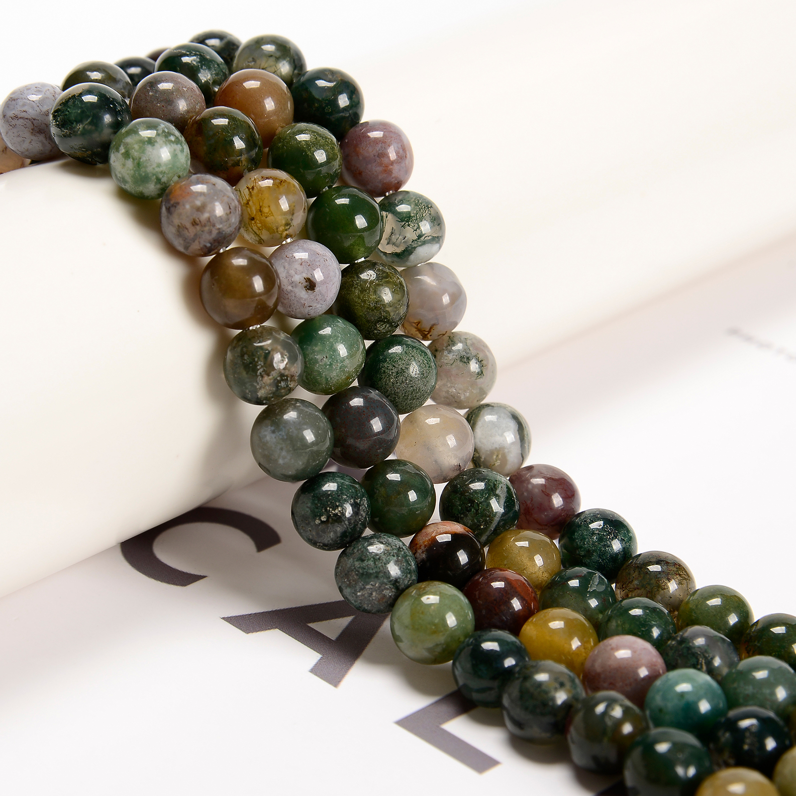 Indian Agate Smooth Round Beads 4mm 6mm 8mm 10mm Approx 15.5″ Strand