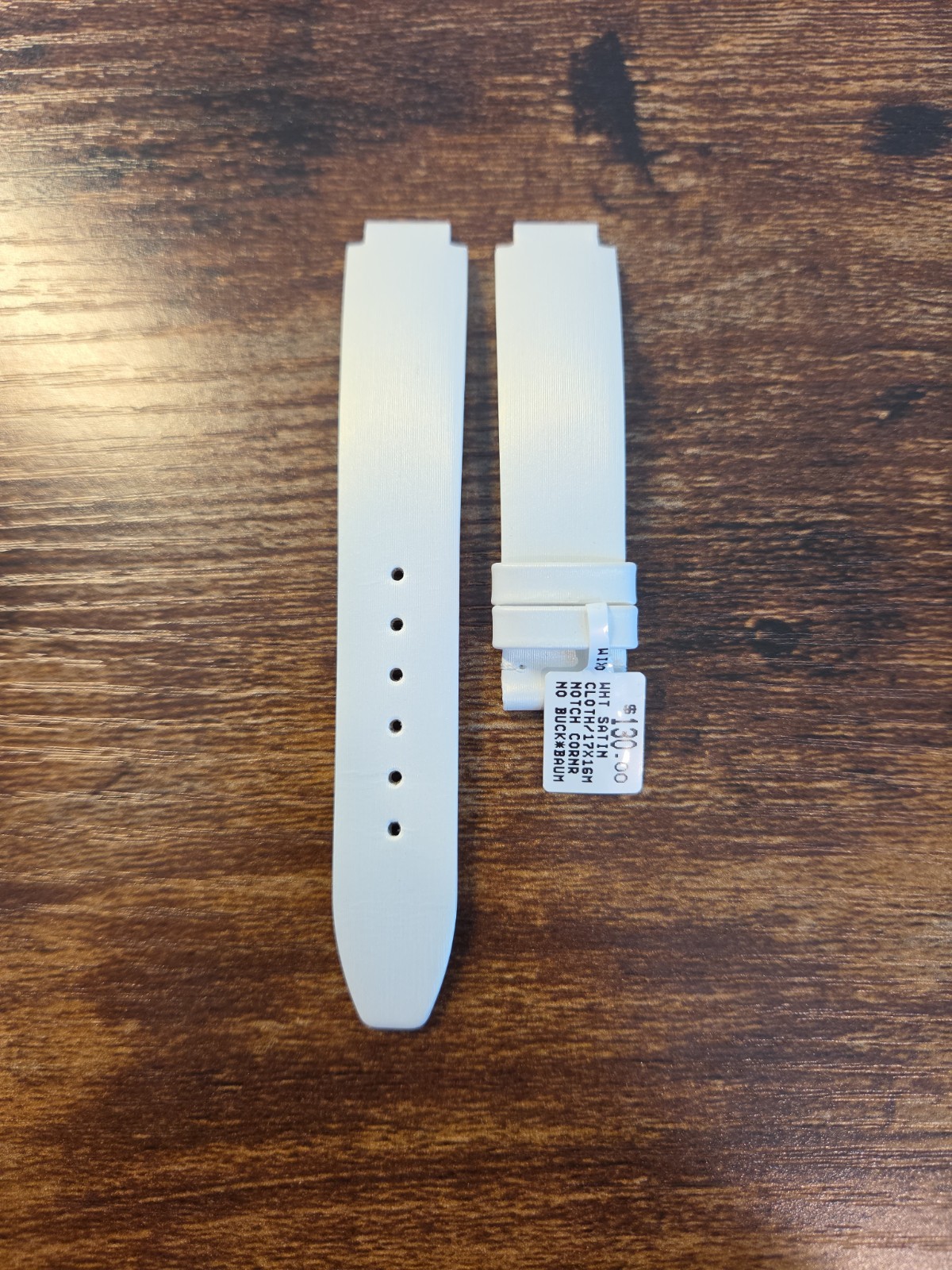 BAUME & MERCIER 17mm OEM White Satin Textile Strap for 16mm Buckle