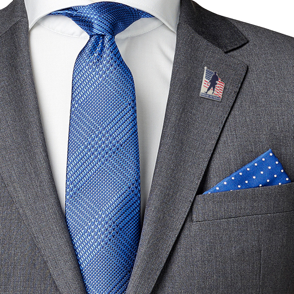 PinMart’s Proud Veteran American Flag Military Patriotic Enamel Lapel Pin