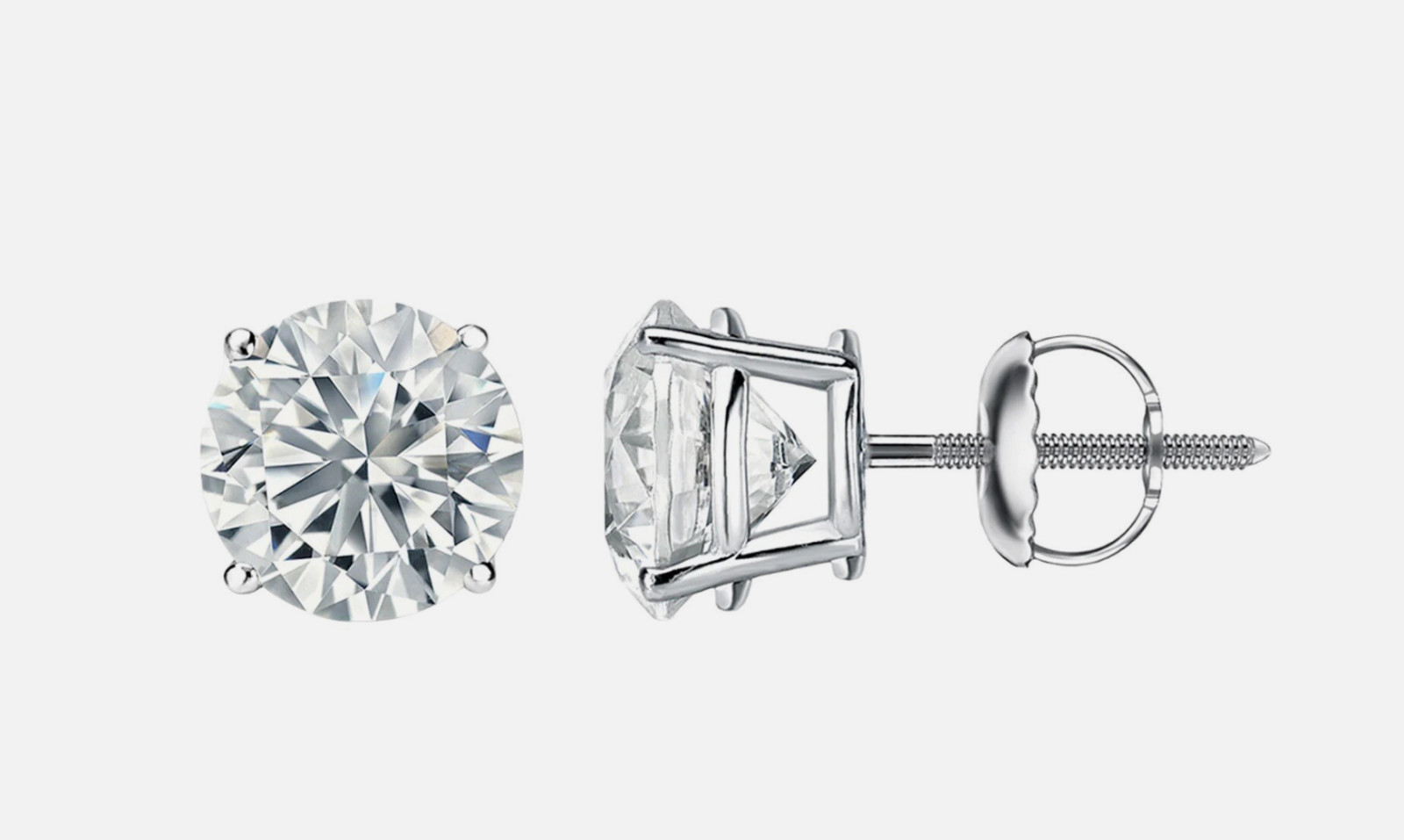 2.00 Ct Round Cut Certified Lab Grown VS1/E 14k Solid White Gold Stud Earrings