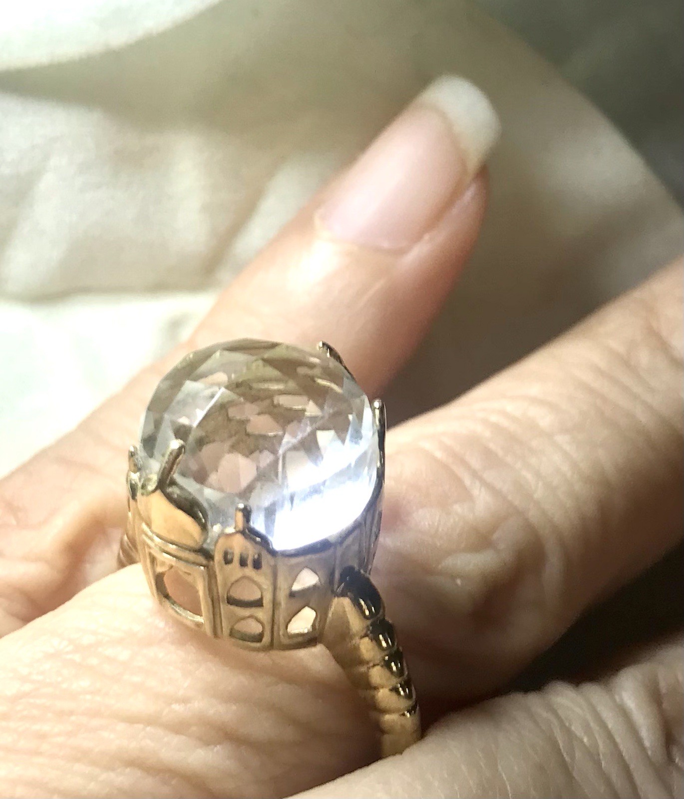 Solid 10k Yellow Gold Genuine 12.10 CTW Topaz ￼￼￼Taj Mahal Ring