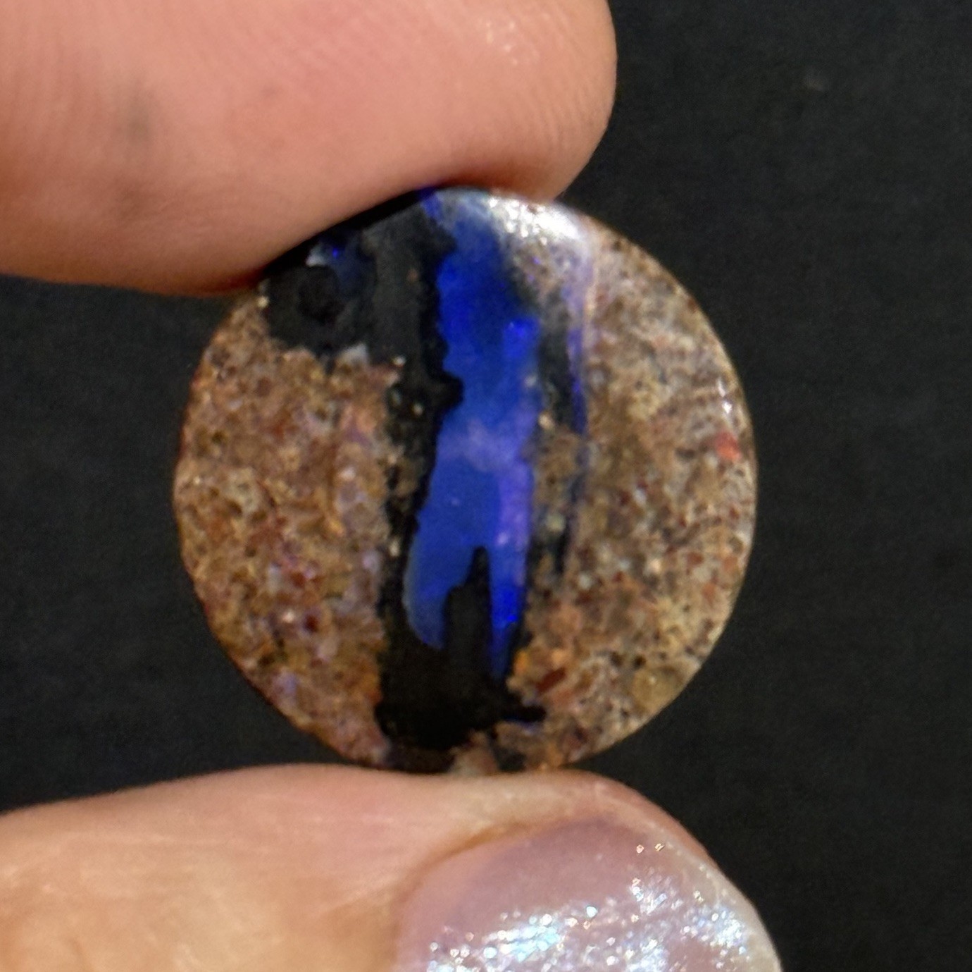 10.7ct 18.7x5mm Round Crystal Pipe Purple Australian Boulder Opal Cabochon Gem