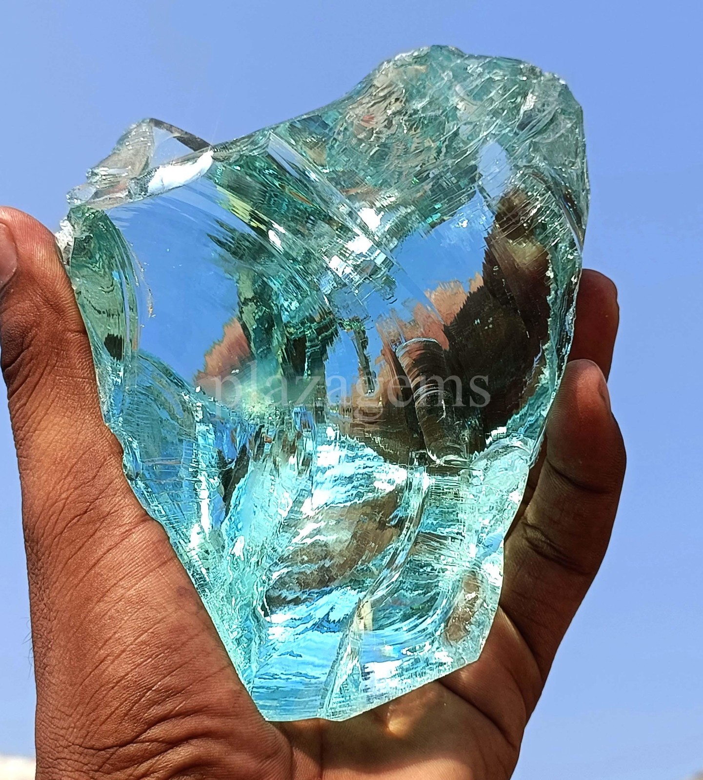 EGL 3094 Ct Natural Aquamarine Rough Transparent Uncut Gemstone 130X94 MM ” 5OSI