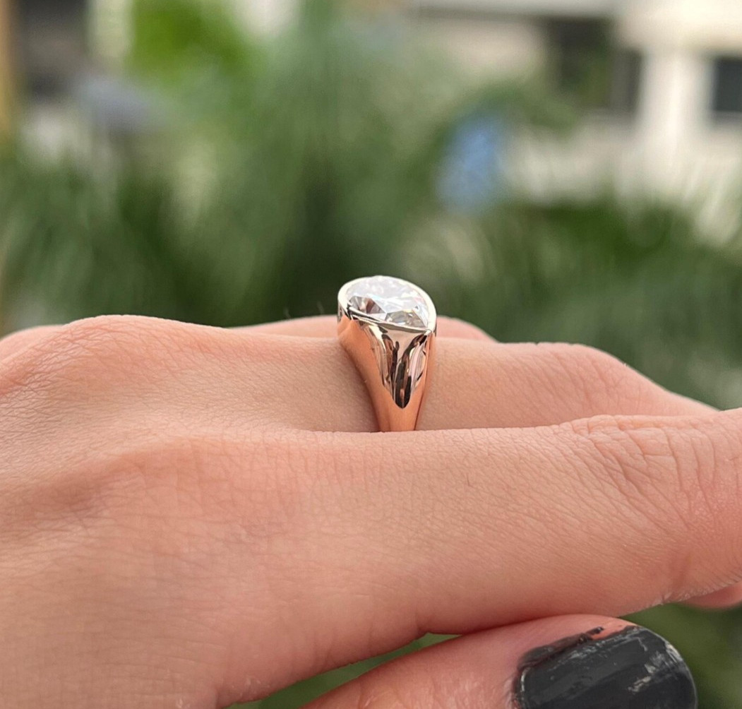 Lab Grown Diamond Engagement Ring Pear Cut 9k Solid Gold Rings gifts for her
