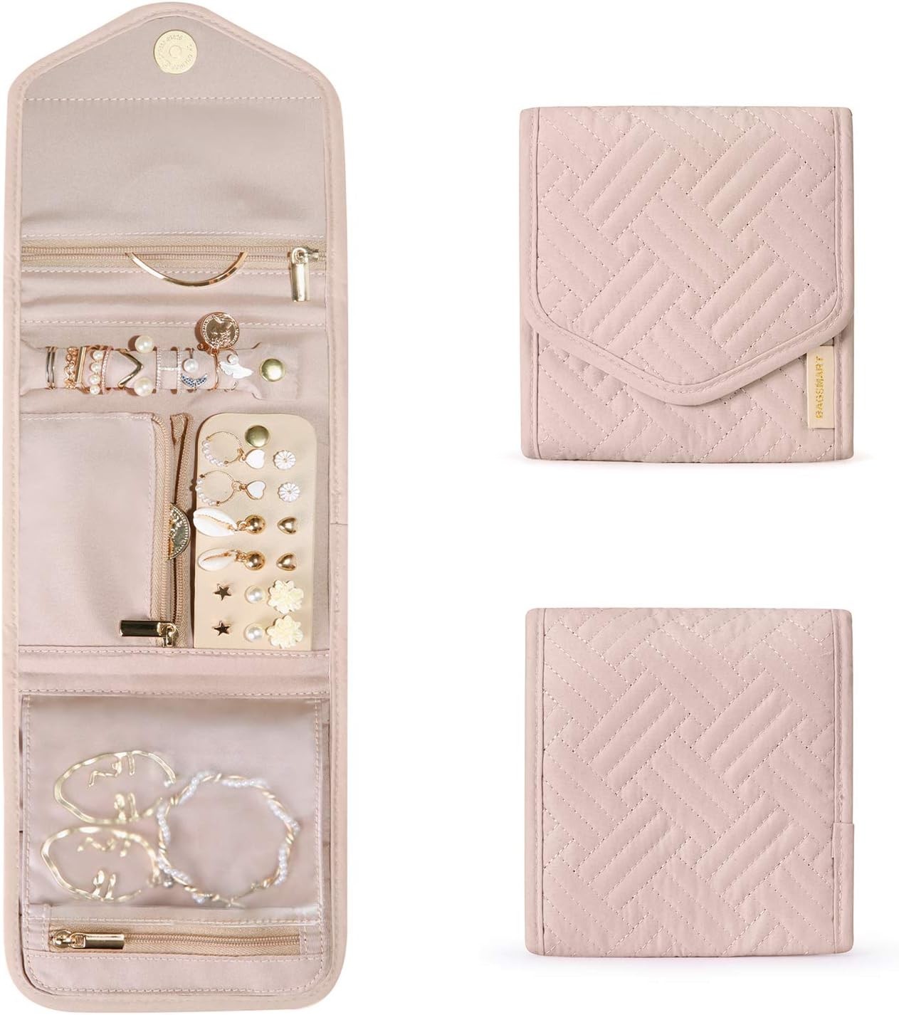 Travel Jewelry Organizer Case Foldable Small Jewelry Roll for Necklaces Earrings