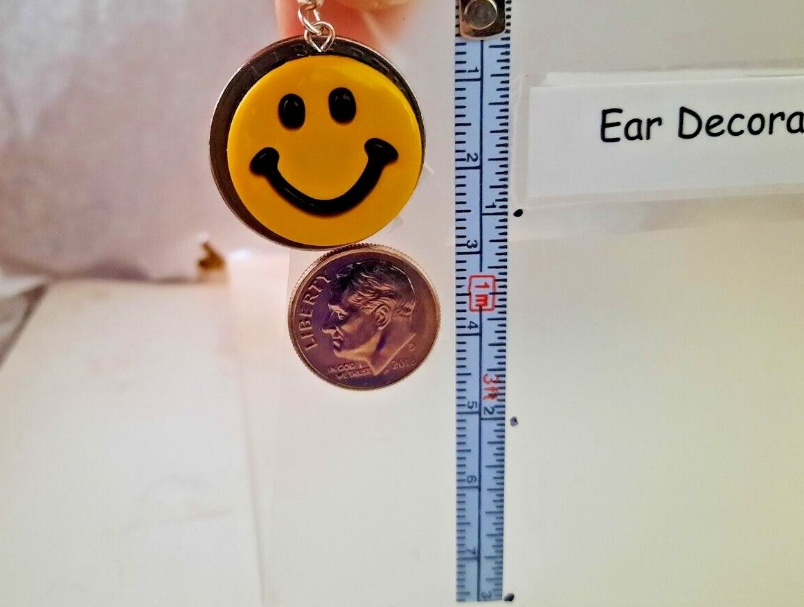 Emoji Smiley Face Silver Nickel free Hooks teachers Ear Decorations by Robyn