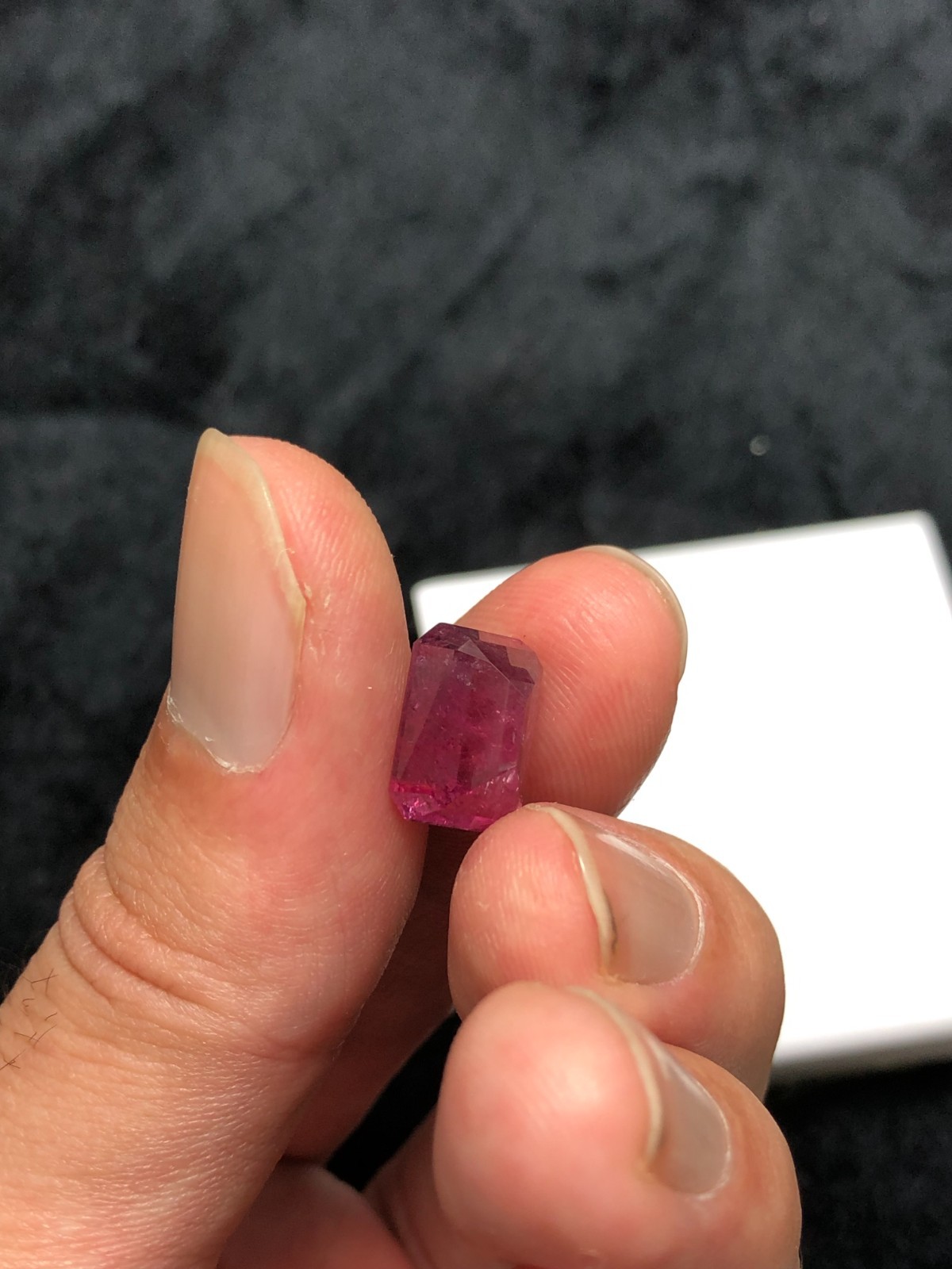 Natural Purplish Pink Tourmaline, Emerald Cut, Hand Faceted