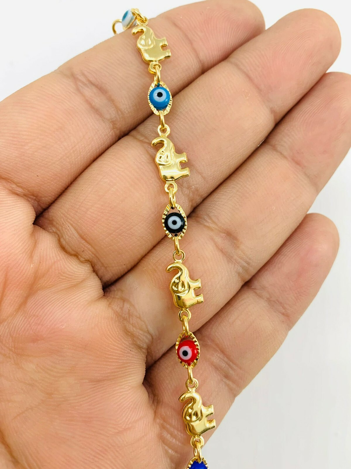 Evil Eye Elephant Bracelet Gold Filled / Kids Bracelet 5.5″/Pulsera Mal de Ojo