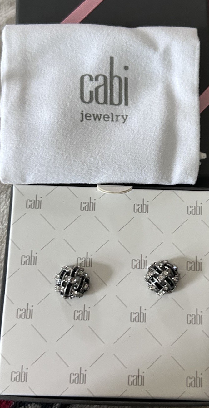 Cabi Silver Crystal Encrusted Dome Stud Earrings New In Box J21