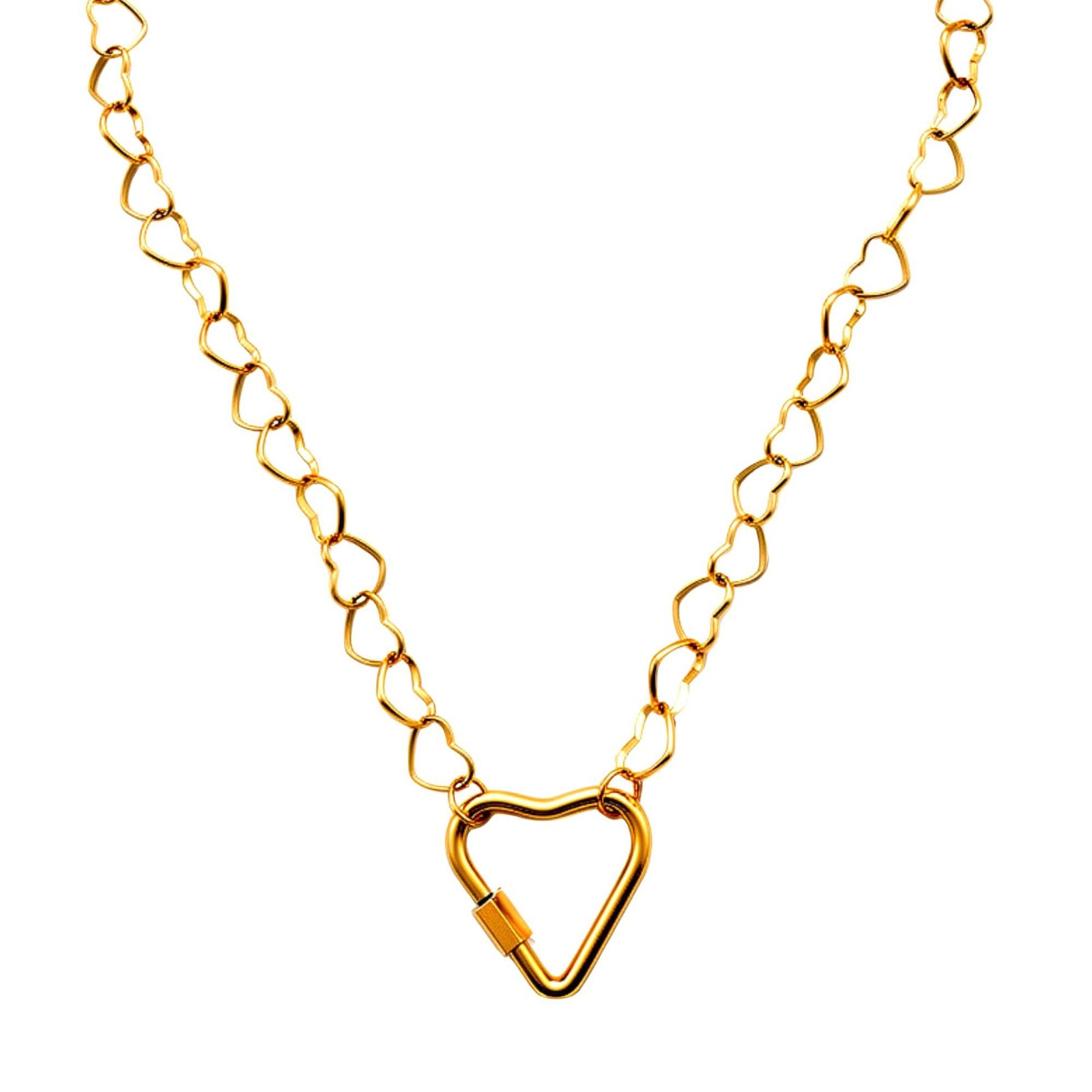 Carabiner Charm Holder Necklace for Women by Ginger Lyne Heart Link Chain 18K…