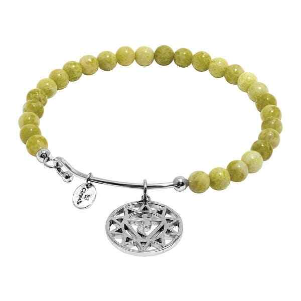 Chrysalis Solar Plexus Natural Lemon Jade Agate Charm Bangle Bracelet CRBH0703SP