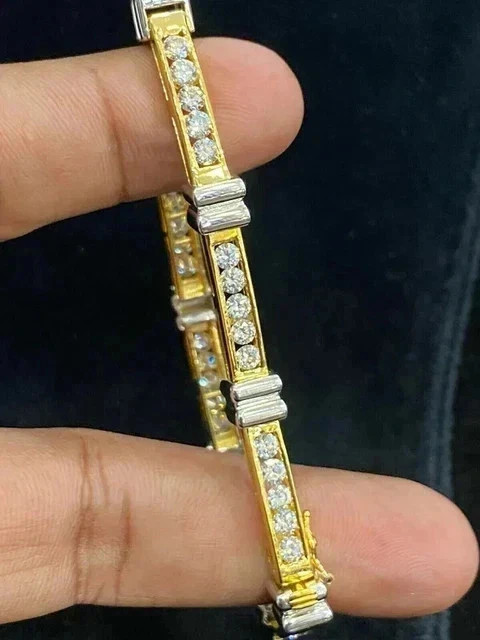 5Ct Round Cut Lab Created Diamond Women’s Tennis Bracelet 14K Yellow Gold plated