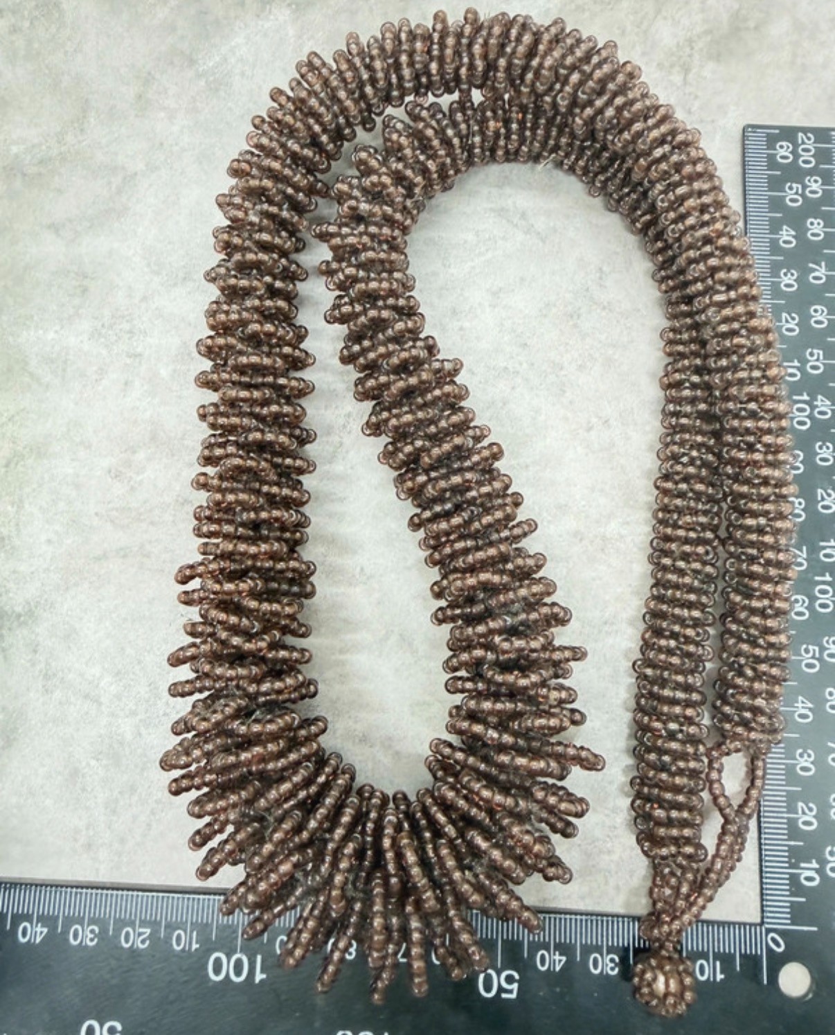 Big Chunky Long Statement Vintage Necklace, Brown Glass Seed Beads
