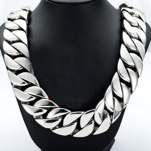 32mm Super Heavy Mens Necklace Big Stainless Steel Cuban Chain Strong Men Choker