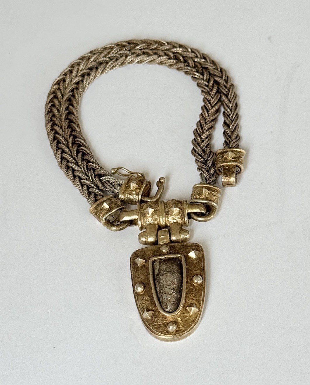 VINTAGE ANATOLI STERLING SILVER GOLD GILT BRAIDED LINK CHAIN NECKLACE 45-GRAMS