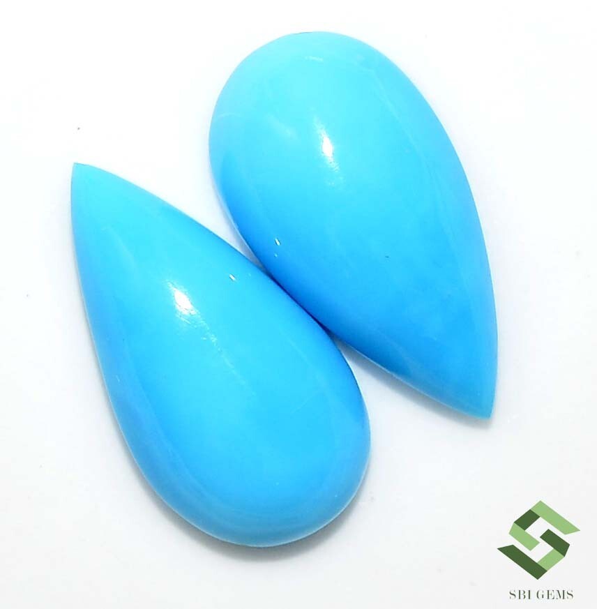 15×8 mm Natural Sleeping Beauty Turquoise Pear Cabochon Pair 6.16 CTS Loose Gems