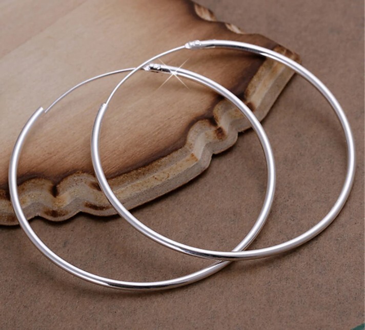 925 GENUINE SILVER *** Extra Large XXL Hoop Earrings 60mm