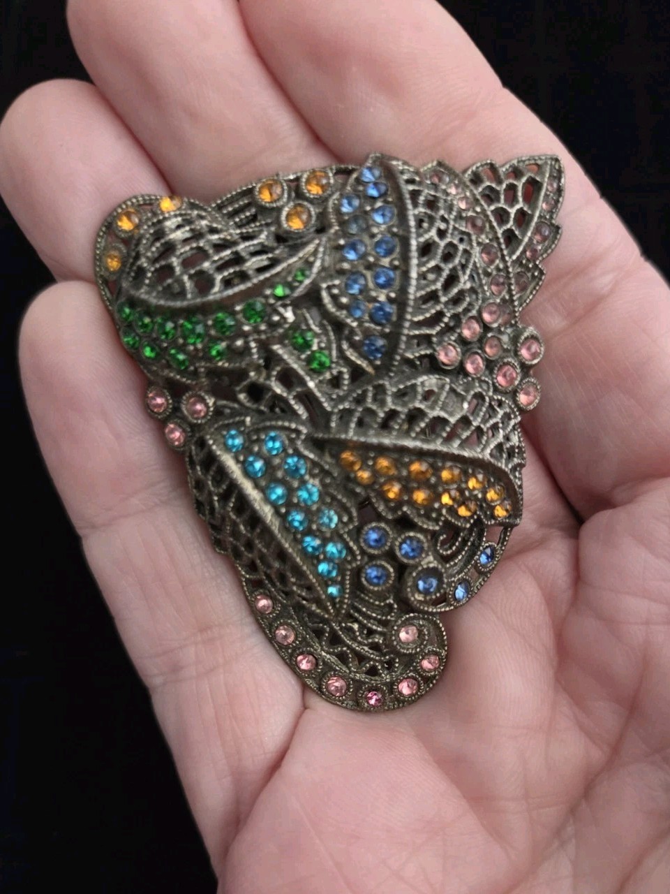Vintage ART DECO Dress Clip Brooch LITTLE NEMO Large Multi Color LN Fur