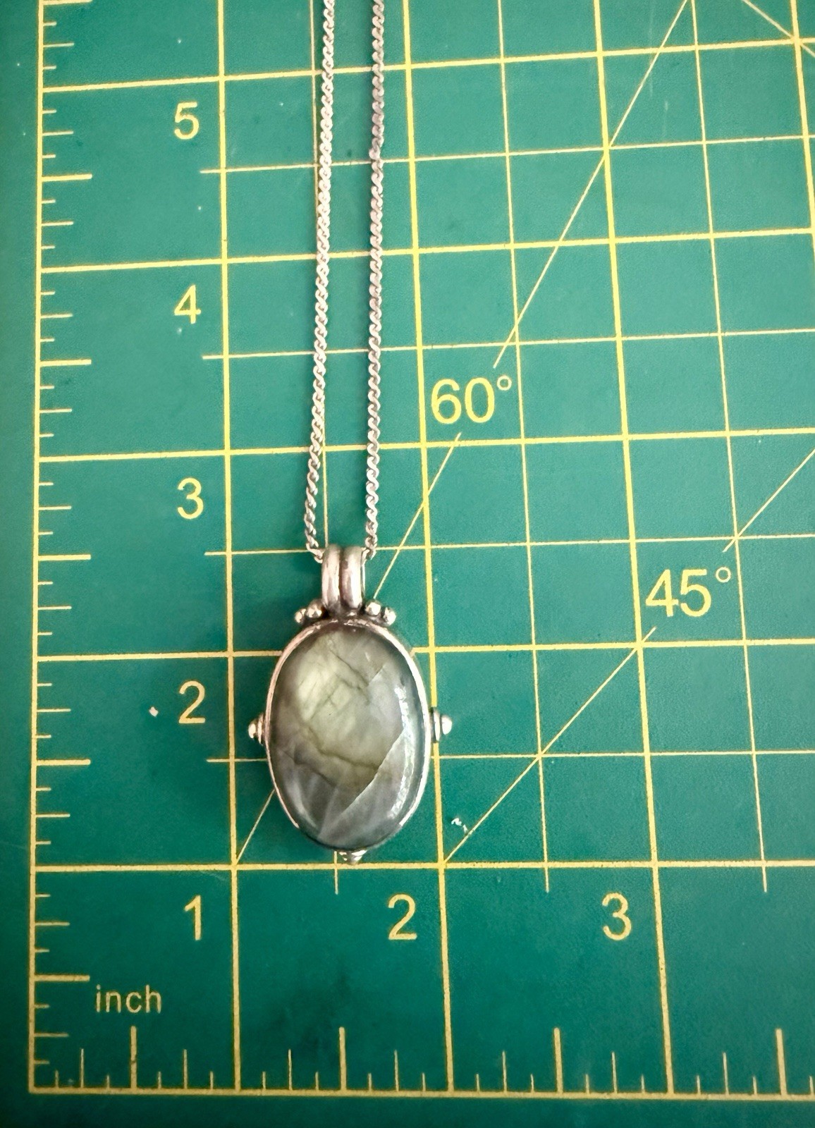 Woven Sterling Silver 20 Inch Necklace W/ Labradorite Pendant (John Hardy Style)