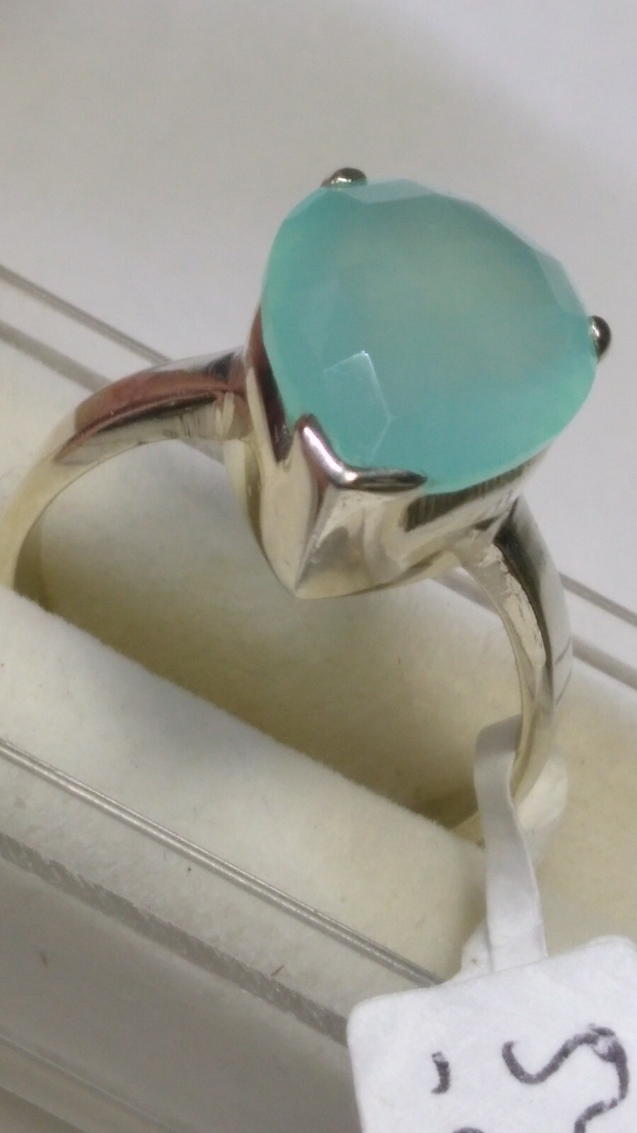 DREAMY SEA BLUE CHALCEDONY IN STERLING SILVER 925 RINGS SIZE 9.0-9.25,10.0-10.25