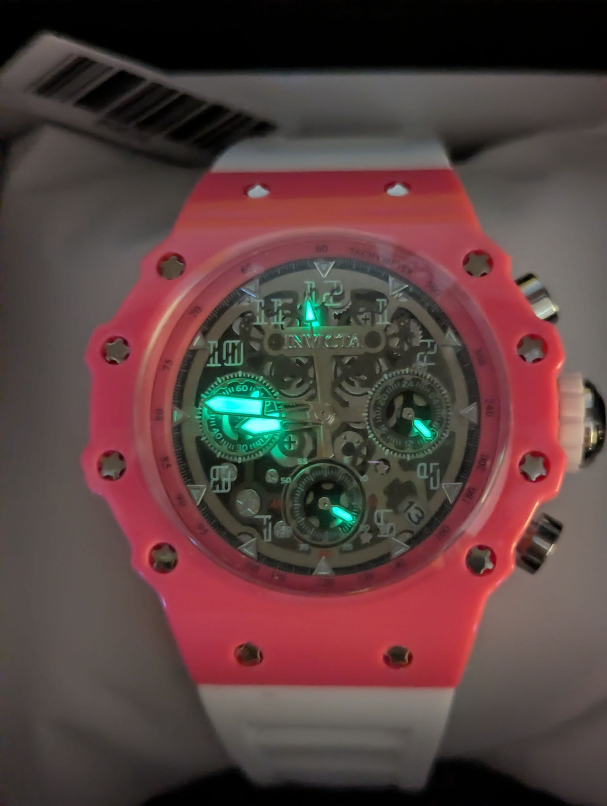 Invicta Racing Valyron Unisex Watch 41mm Pink Skeletonized Chronograph