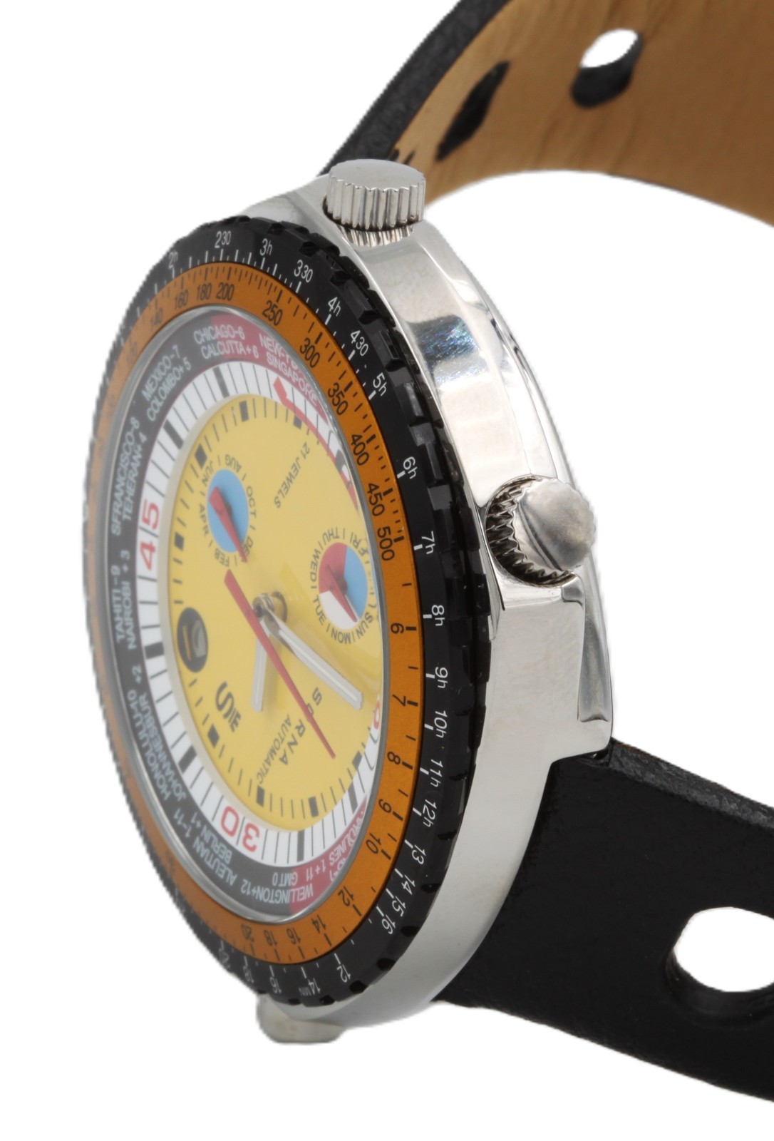 Sorna Worldtimer Automatic Wristwatch Men’s Watch Gmt Retro Style Wrist Watch