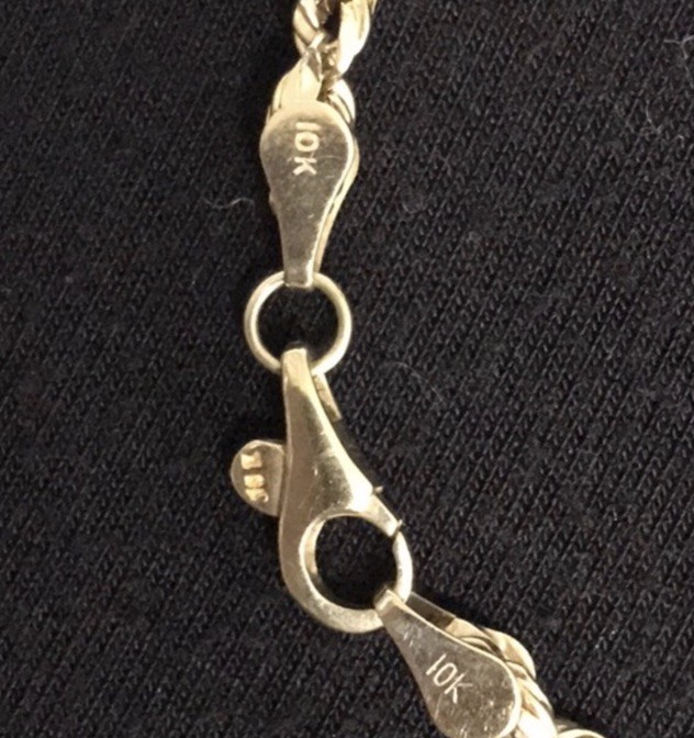 10K Yellow Gold Rope, 5g Chain Necklace 22.5 in Lobster Clasp Signed, solid gold