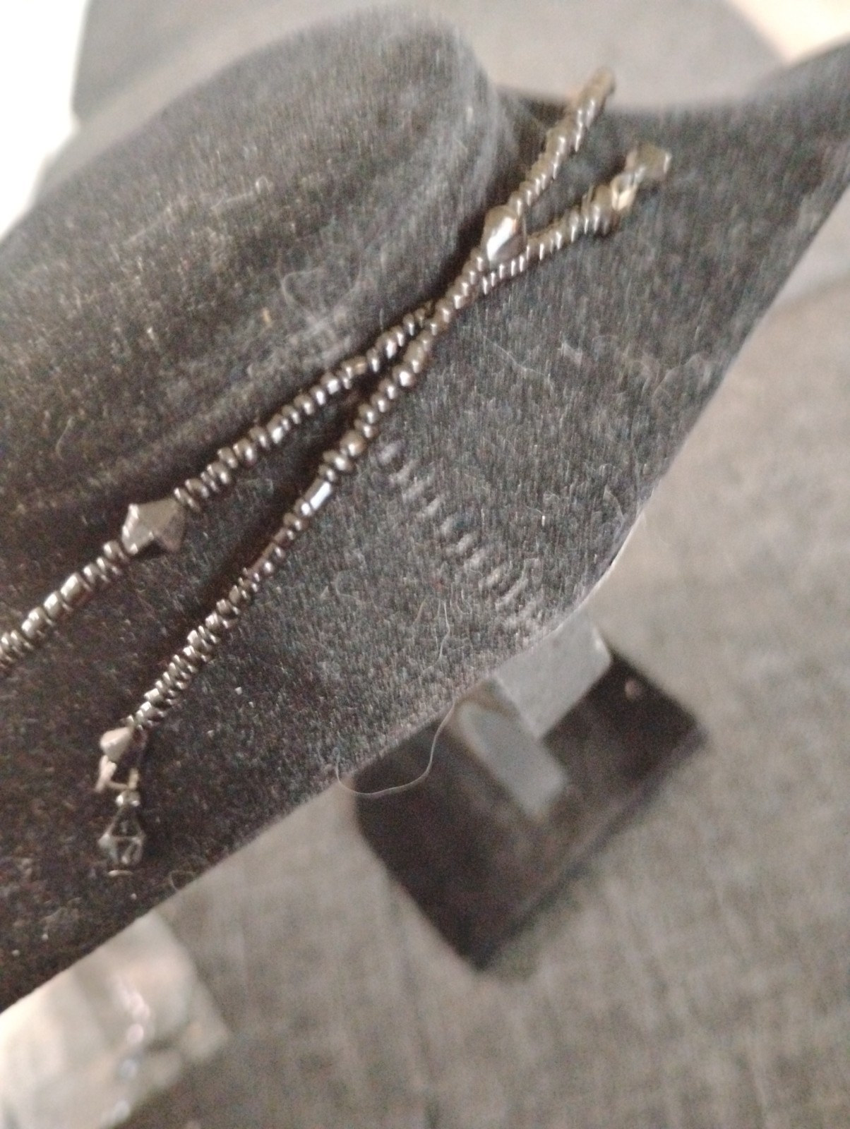 Black Tone Statement Bib,Bead Fringe. Choker Style.Vintage.Handmade. Easy On/Off