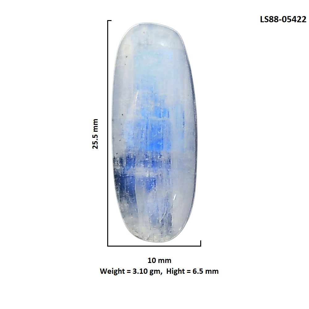 Natural Rainbow Moonstone 10×25.5×6.5 mm Oval Shape Polished Gemstone LS88-05422
