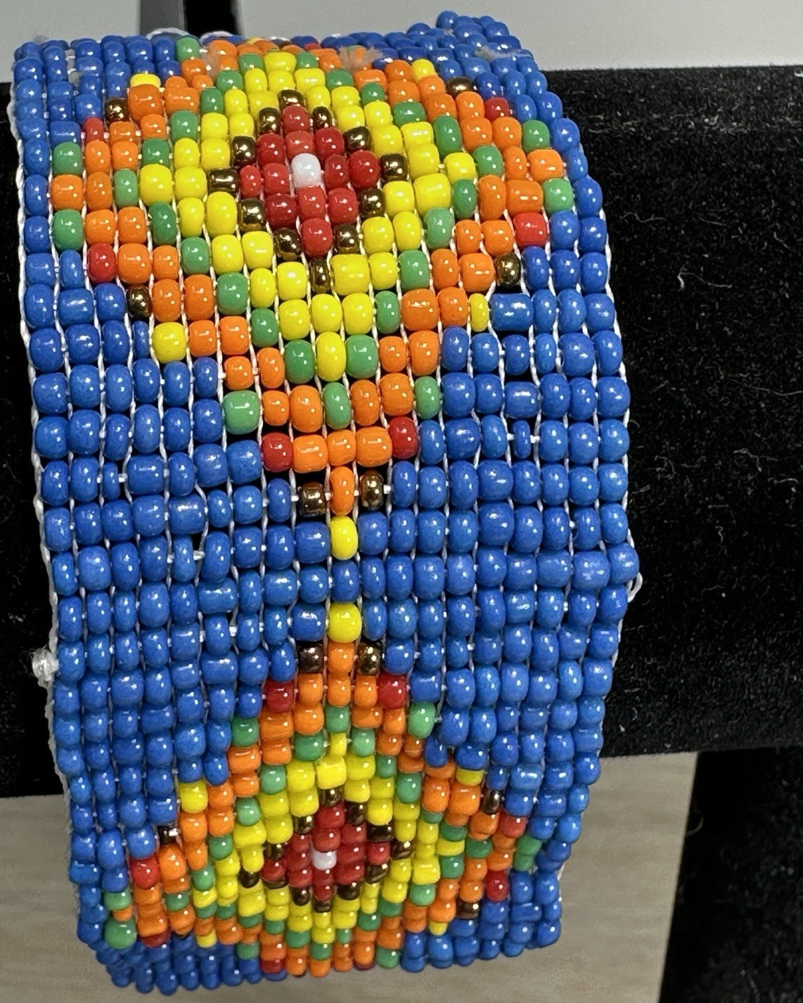 Native American Style Wide-Band Small Multi-Color Beaded Bracelet New Adjustable