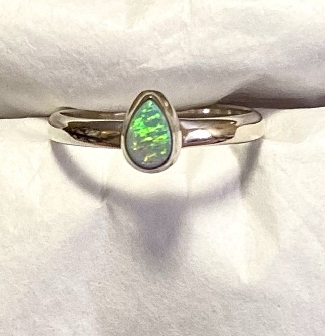 Amazing Natural Australian Opal Ring 925 Sterling Silver Size 8🌹