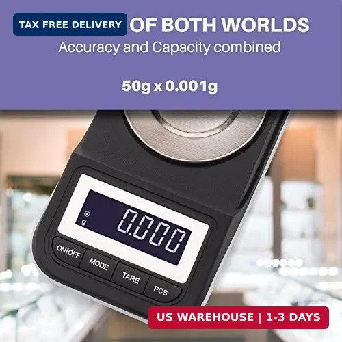 Smart Weigh 50g x 0.001 Grams, Premium High Precision Digital Milligram Scale, I