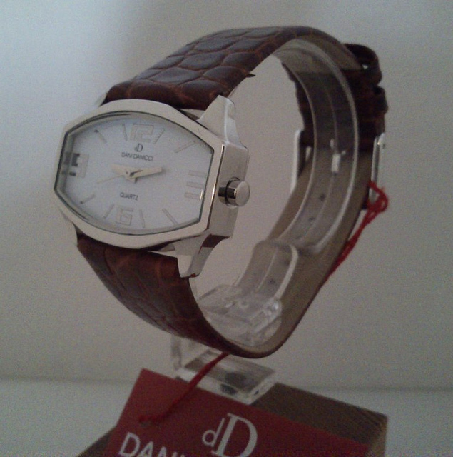 Woman watch Dani Danicci stainless steel case and leather strap arabic numbers