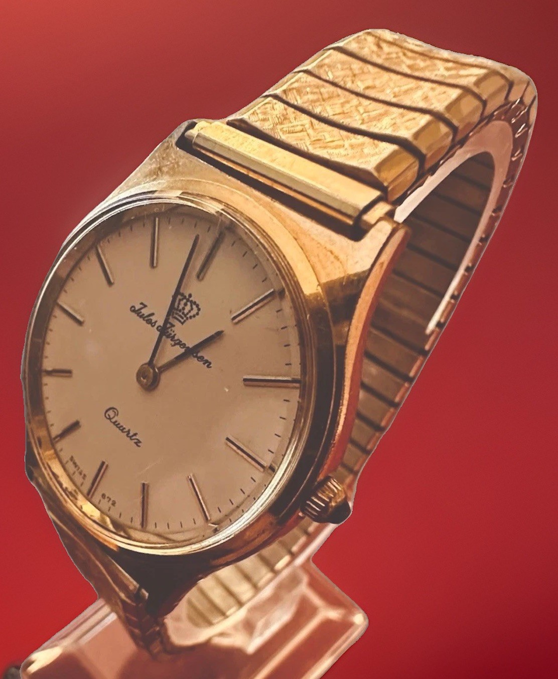 Jules Jurgensen Vintage Quartz Men’s Watch Gold Tone NEW BATTERY