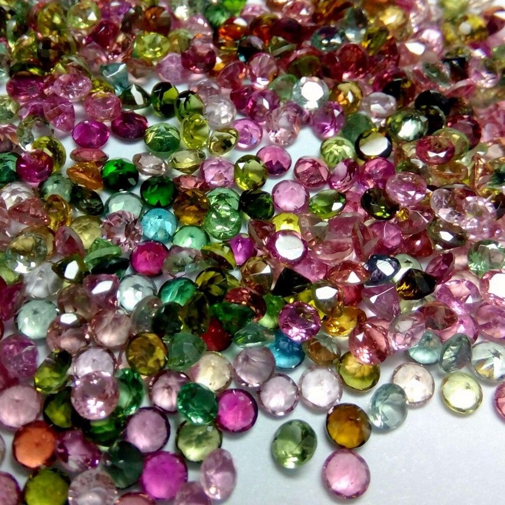 Wholesale Lot 3mm to 4mm Round Facet Multi Tourmaline Loose Calibrated Gemstone