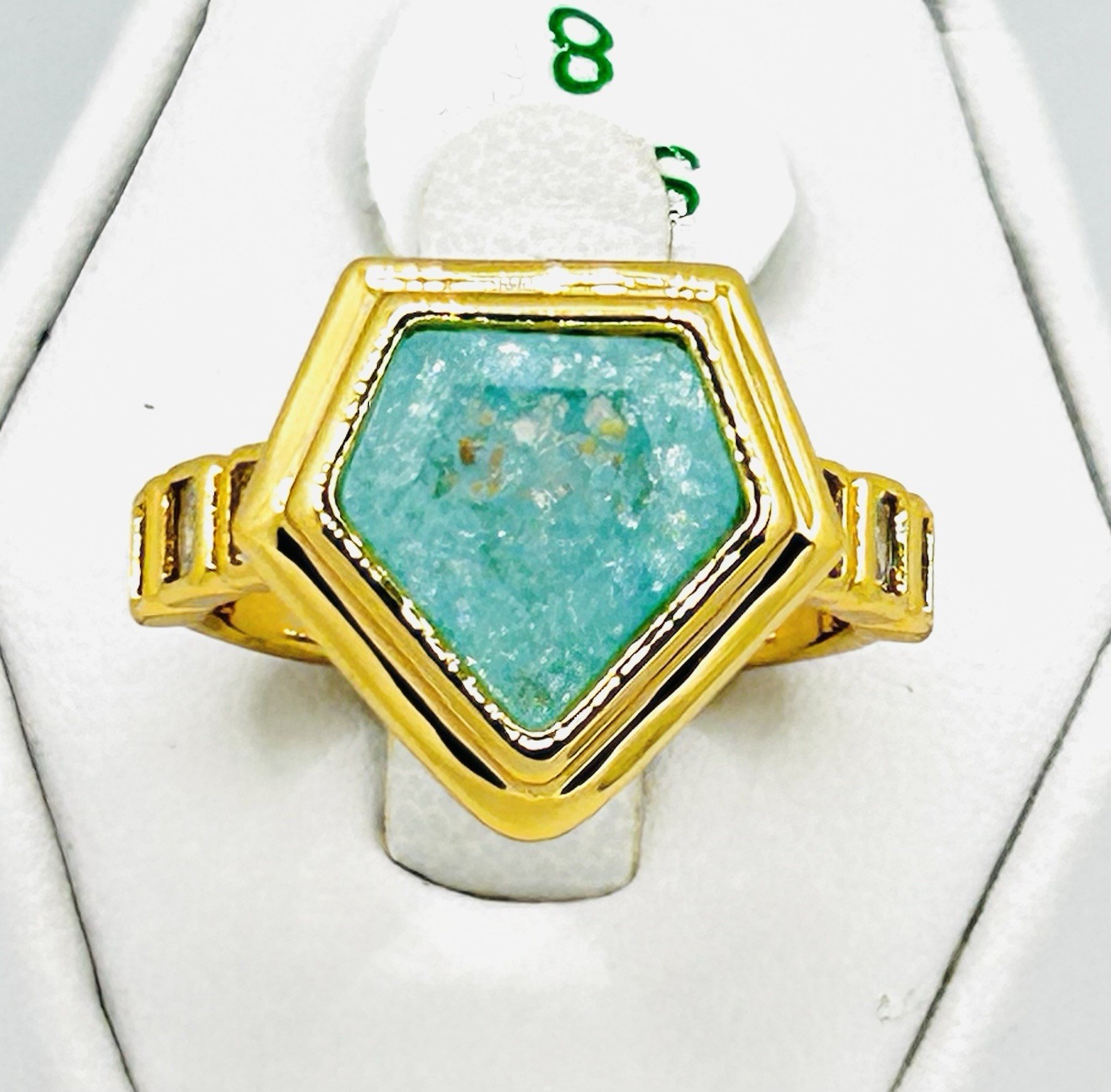 Bomb Party An Embrace of Reverie RG51320 Blue Topaz Ice Crystal Gold Plated Ring
