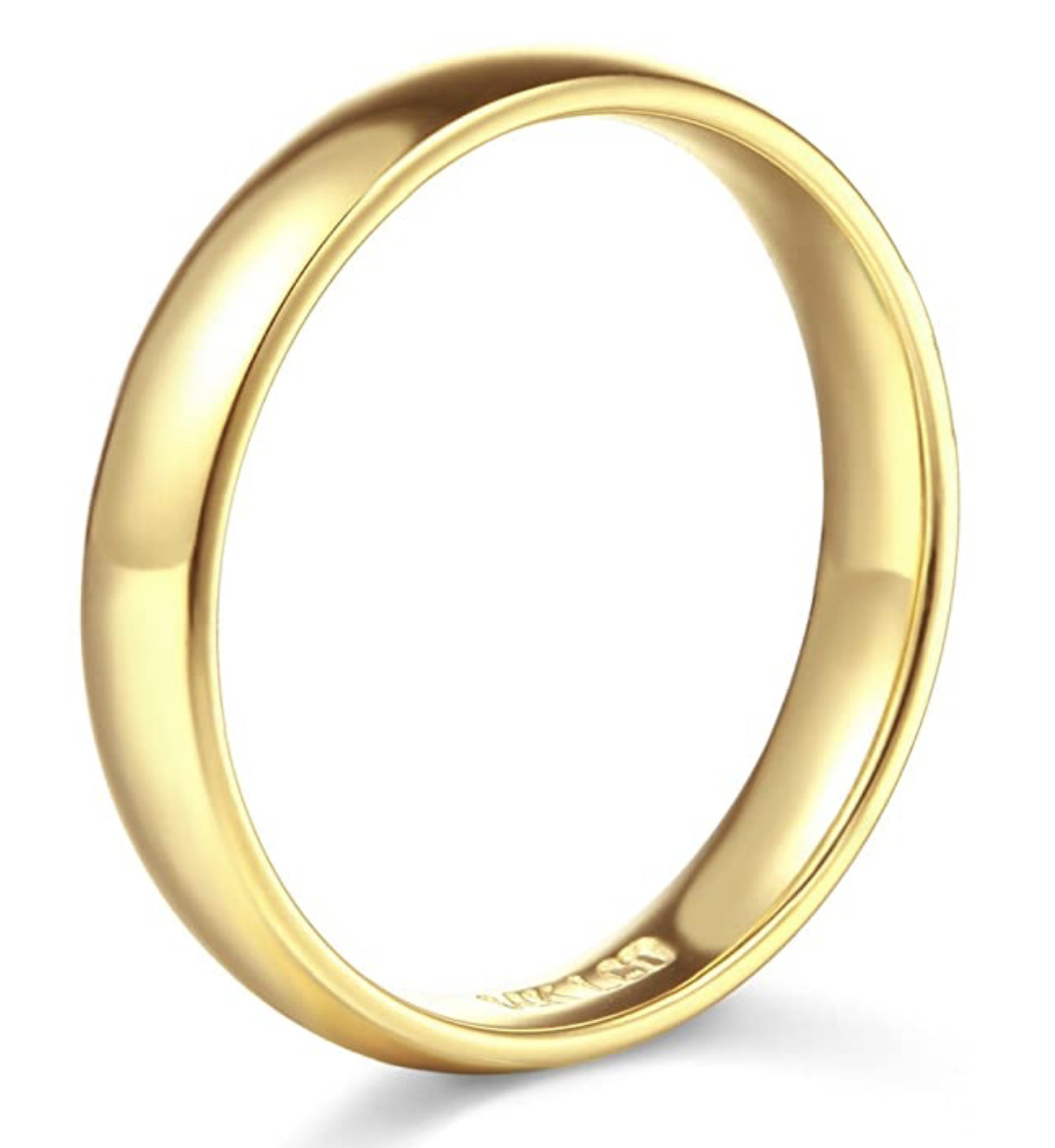 Solid Real 14K Yellow Gold Wedding Anniversary Band Ring Regular Fit Mens Womens