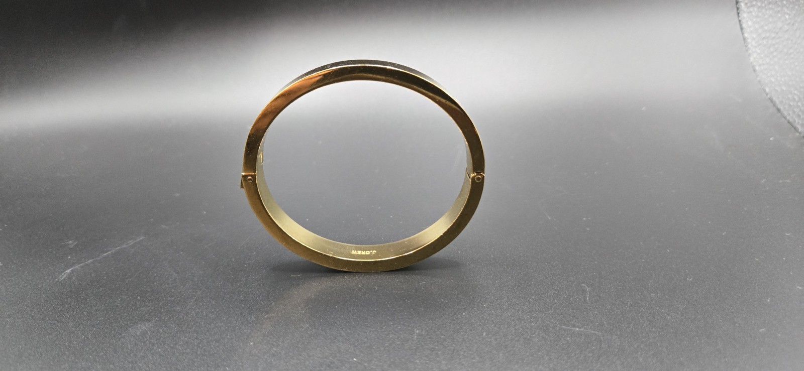 VTG Signed J.CREW Cuff Bracelet Gold Tone Lux Shine Hinged Push Lock