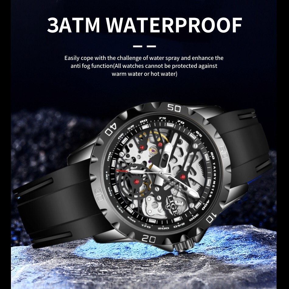 LIGE Men Military Watch Automatic Mechanical Analog Luminous Casual Wrist Watch