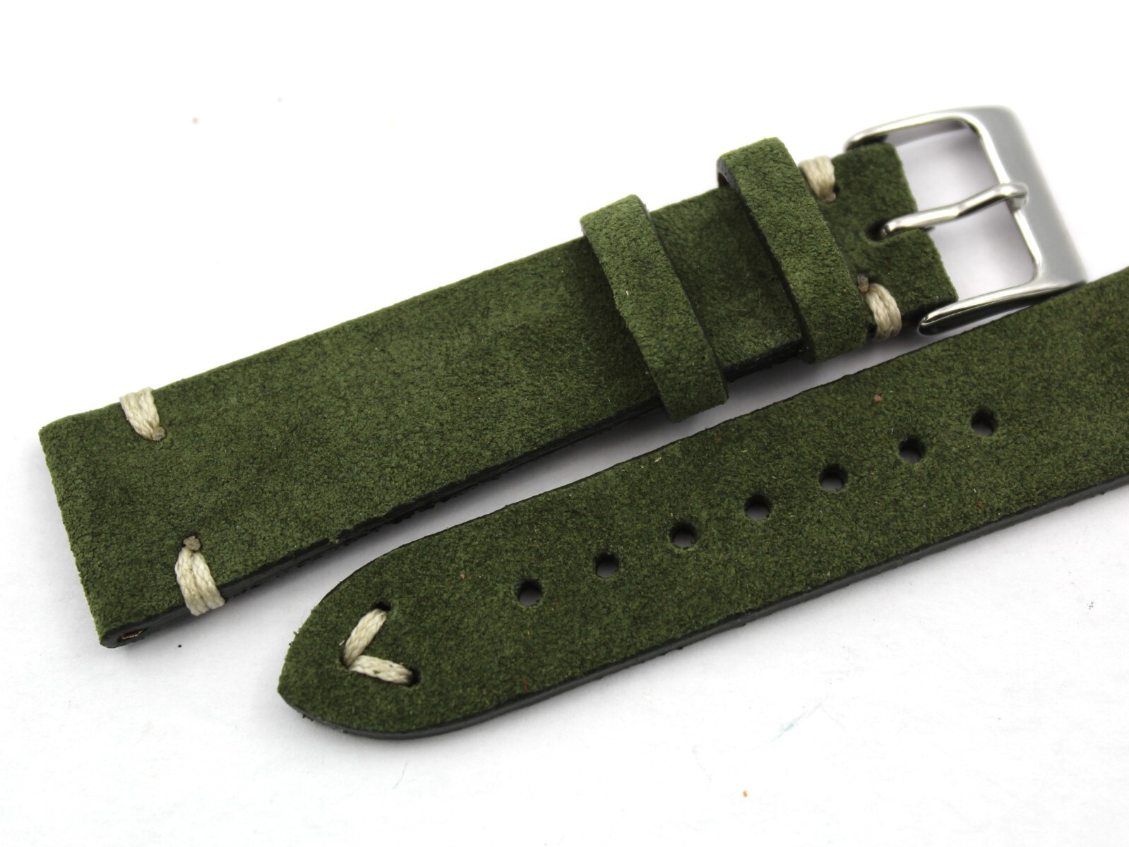 Olive Green Suede Strap Various Sizes Handmade Steel Buckle