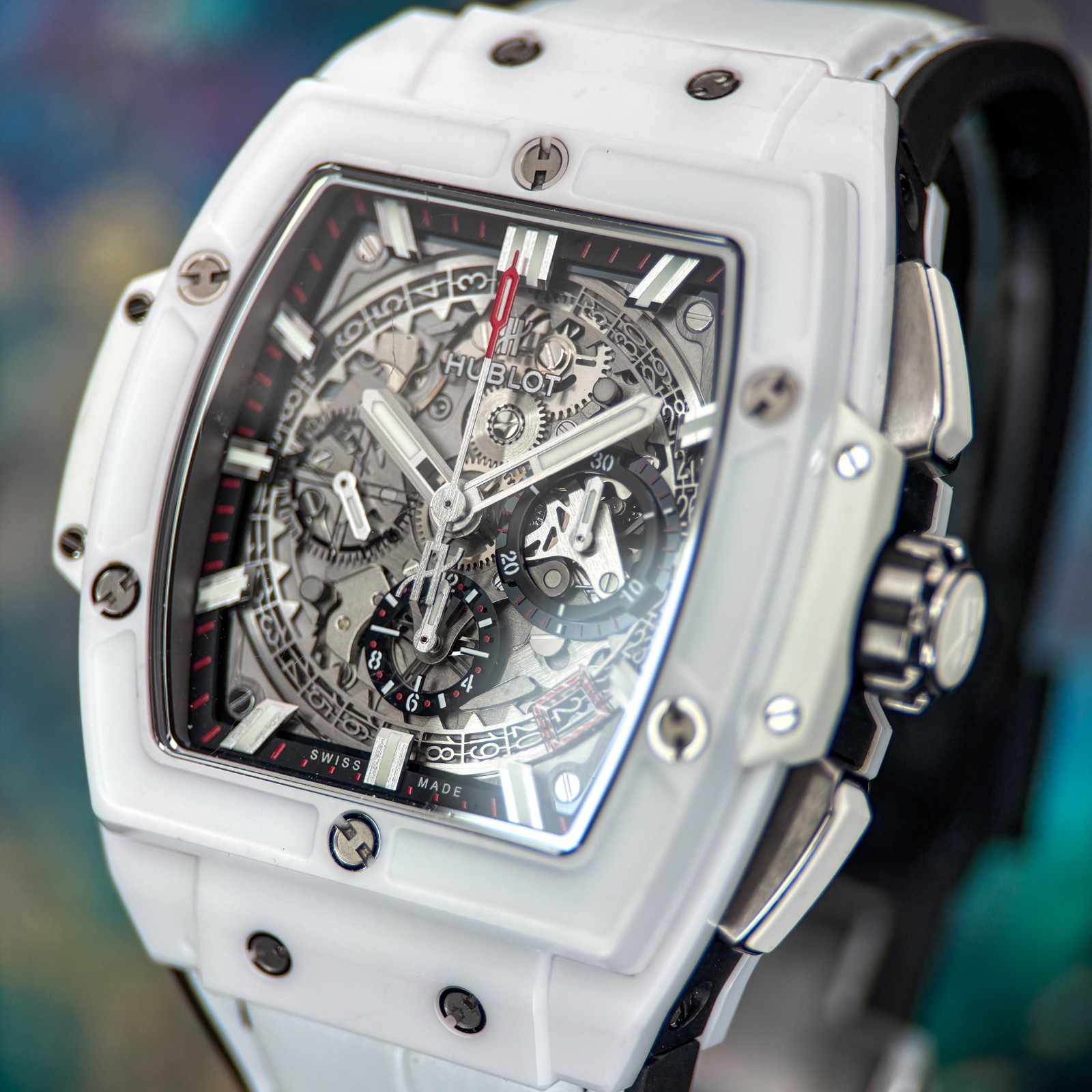Hublot Spirit of Big Bang White Ceramic Alligator 42mm Skeleton 641.HX.0173.LR