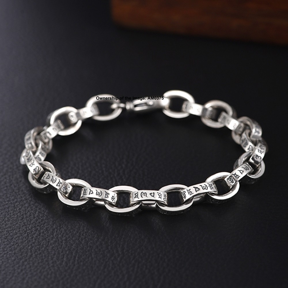 Real S925 Sterling Silver Bracelet 8mm Oval Link Bracelet Women Men 7.1-8.7inch