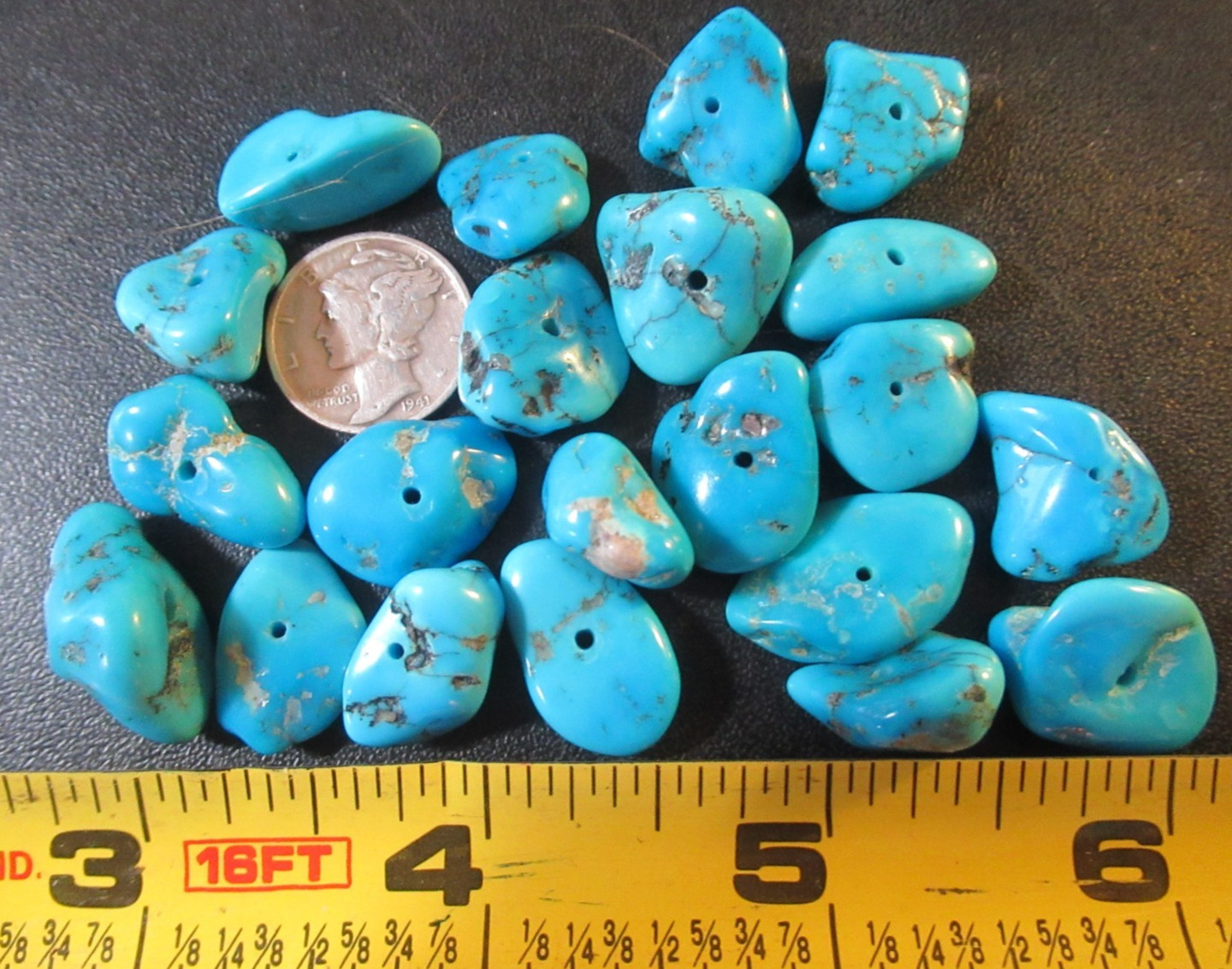 ~SALE~ SLEEPING BEAUTY TURQUOISE 40g. LARGE DRILLED 14X13mm TO 21X14mm #848