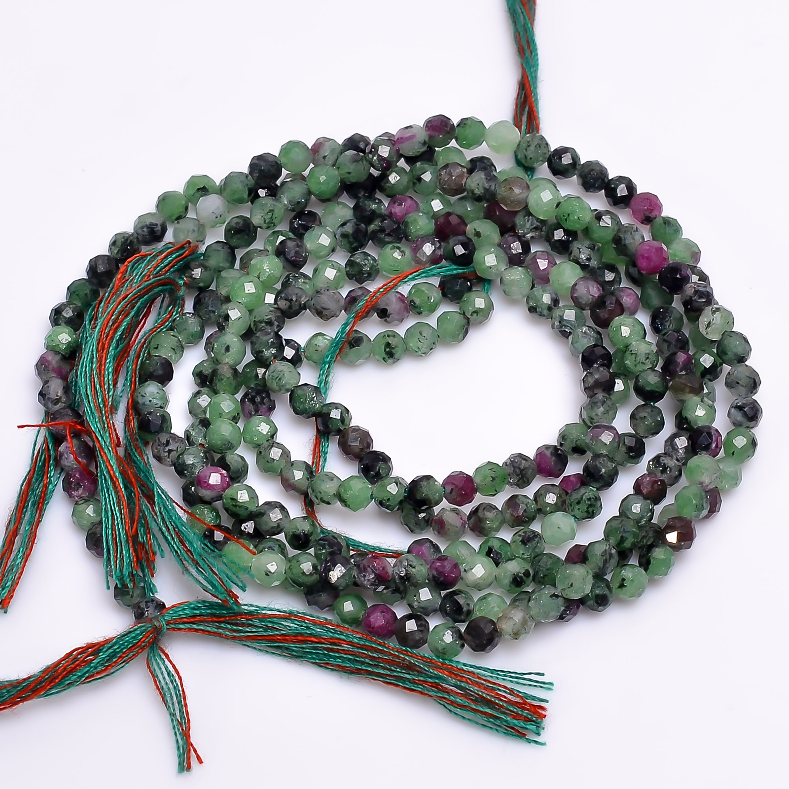 100% Natural Ruby Zoisite Gemstone Round Faceted Beads 3X3 mm Strand 13″ EB-246